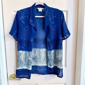 Blue semi sheer Adolfo kimono top